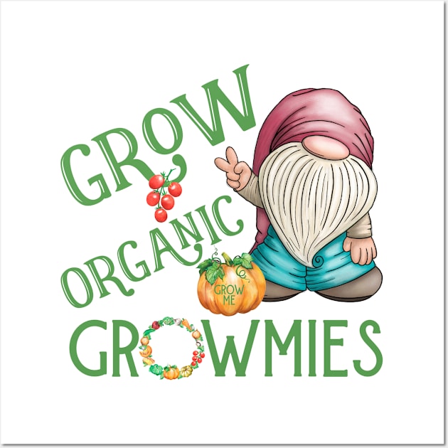 Grow Organic Garden Gnomes Local Farmer Wall Art by Funny Stuff Club